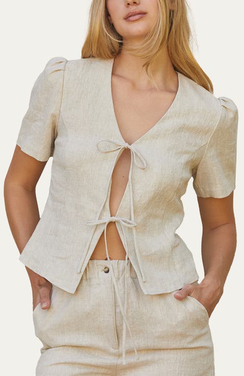 Tie Front Linen Top