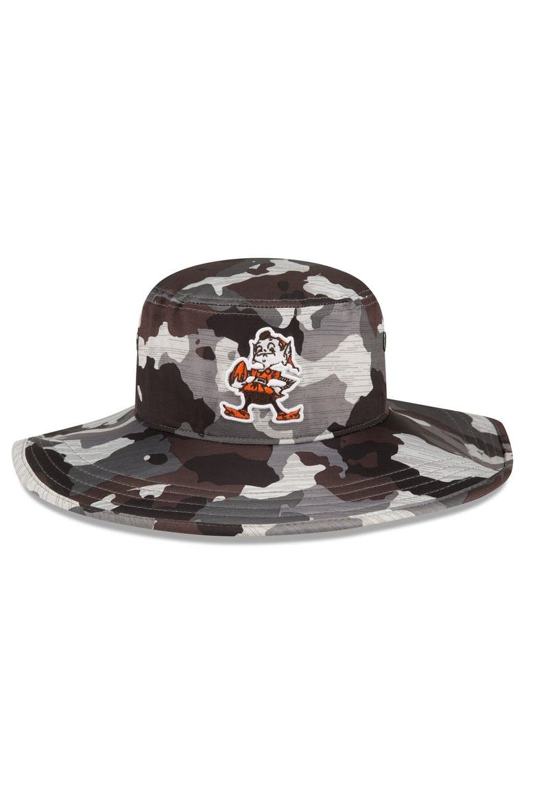 Men's New Era Camo Cleveland Browns 2022 NFL Training Camp Official Historic Logo Panama Bucket Hat, Alternate, color, Camo
