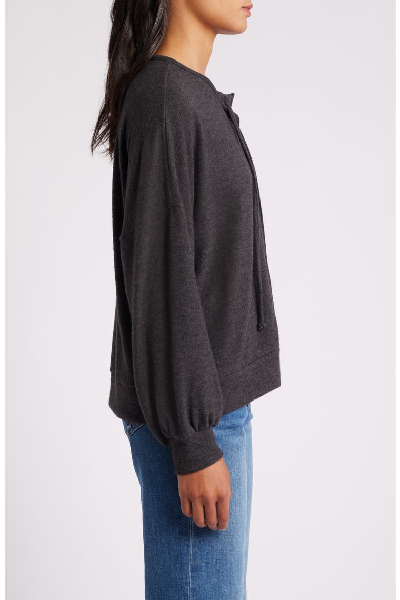 Lace-Up Knit Top, Alternate, color, BLACK