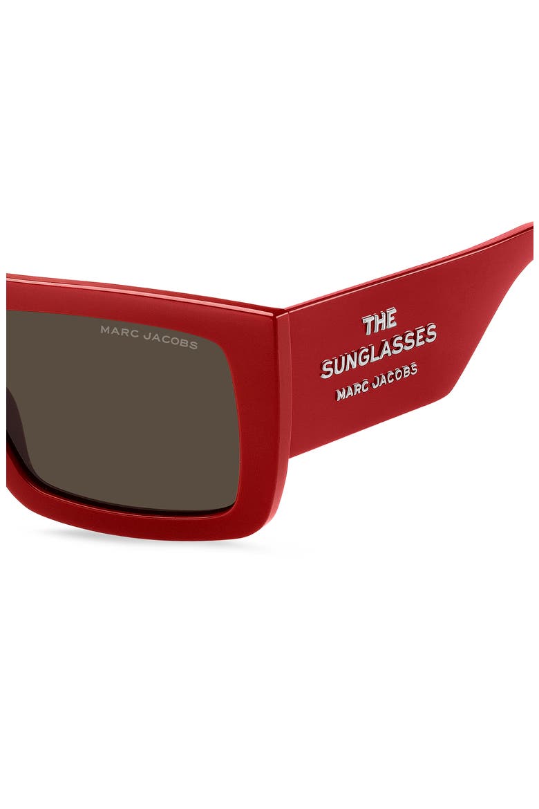 53mm Gradient Rectangular Sunglasses, Alternate, color, RED/ BROWN