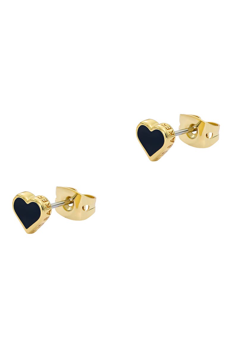 Hailey Enamel Heart Stud Earrings, Alternate, color, GOLD TONE BLACK