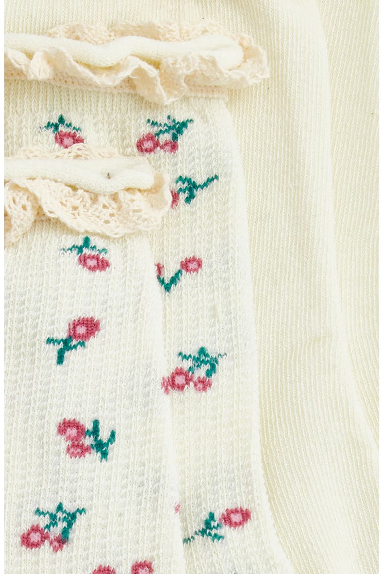 Flora Assorted 2-Pack Cotton Blend Crew Socks, Alternate, color, IVORY / FLORAL