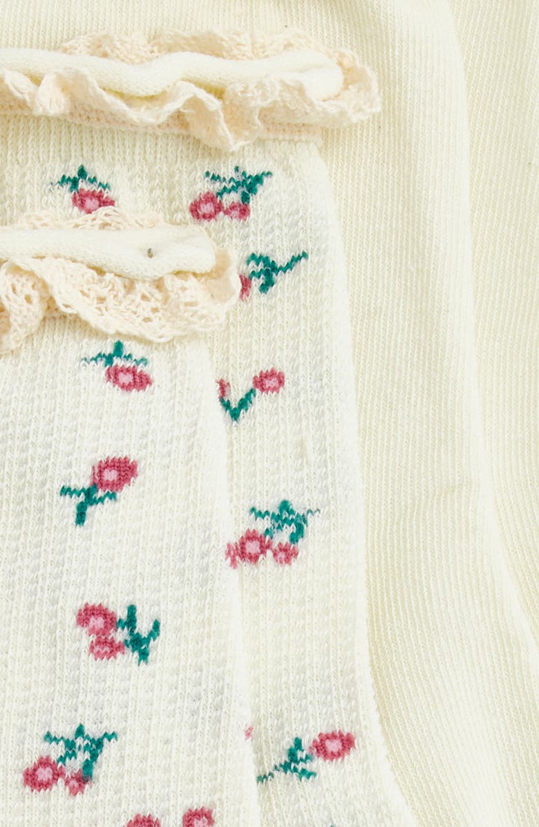 Stems Flora Assorted 2-Pack Cotton Blend Crew Socks, Alternate, color, Ivory / Floral