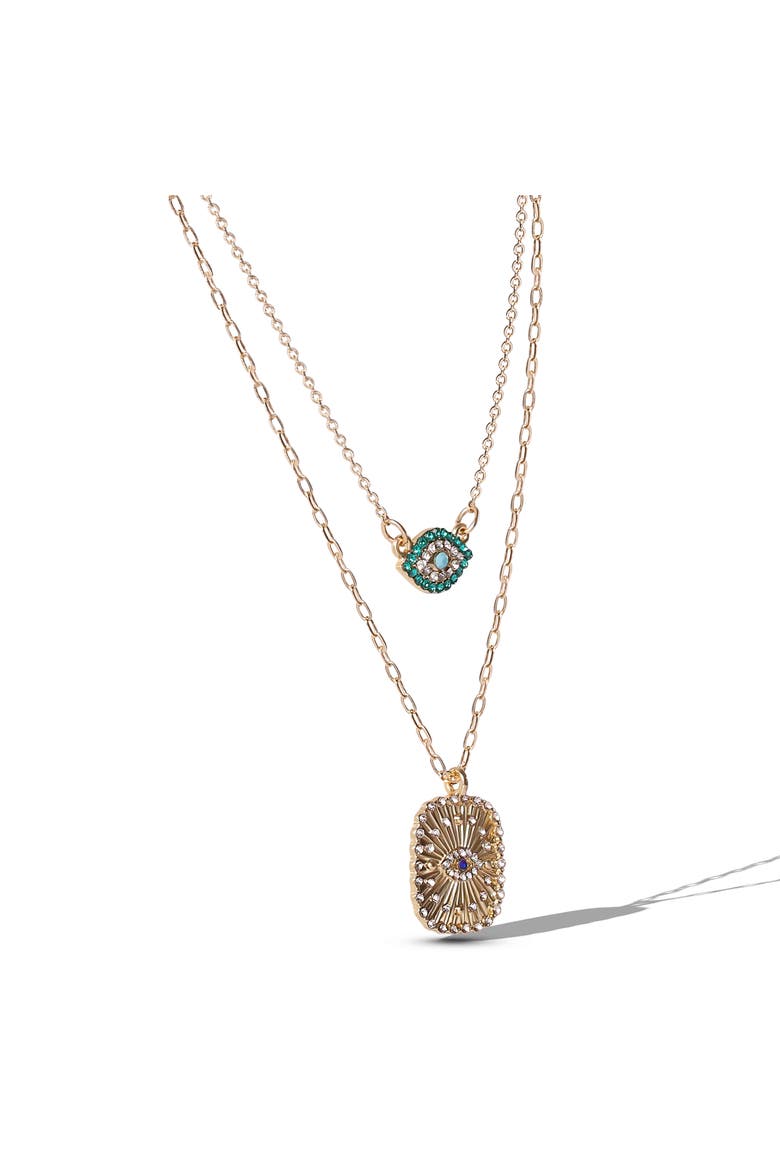 JS Jessica Simpson Gold-Tone Layered Evil Eye Pendant Necklace Set, Alternate, color, Gold