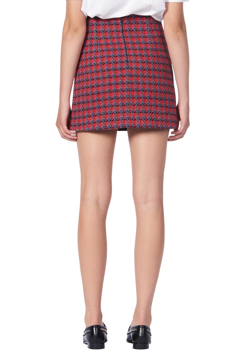 Efira Tweed Wool & Cotton Blend Miniskirt, Alternate, color, RED