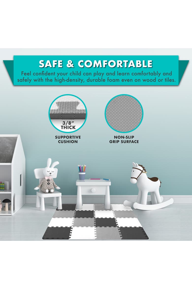 Kids Solid Floor Play Mat, Alternate, color, Black-Gray-White