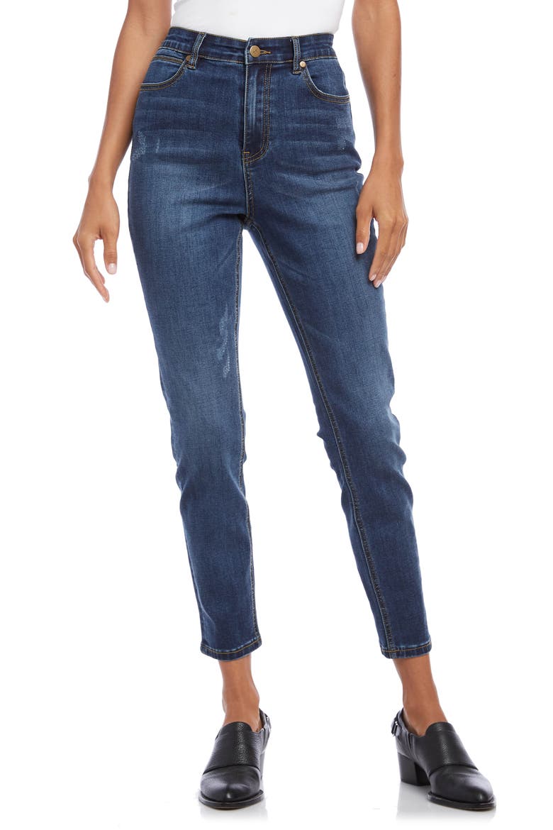 Distressed High Waist Skinny Jeans, Main, color, DENIM