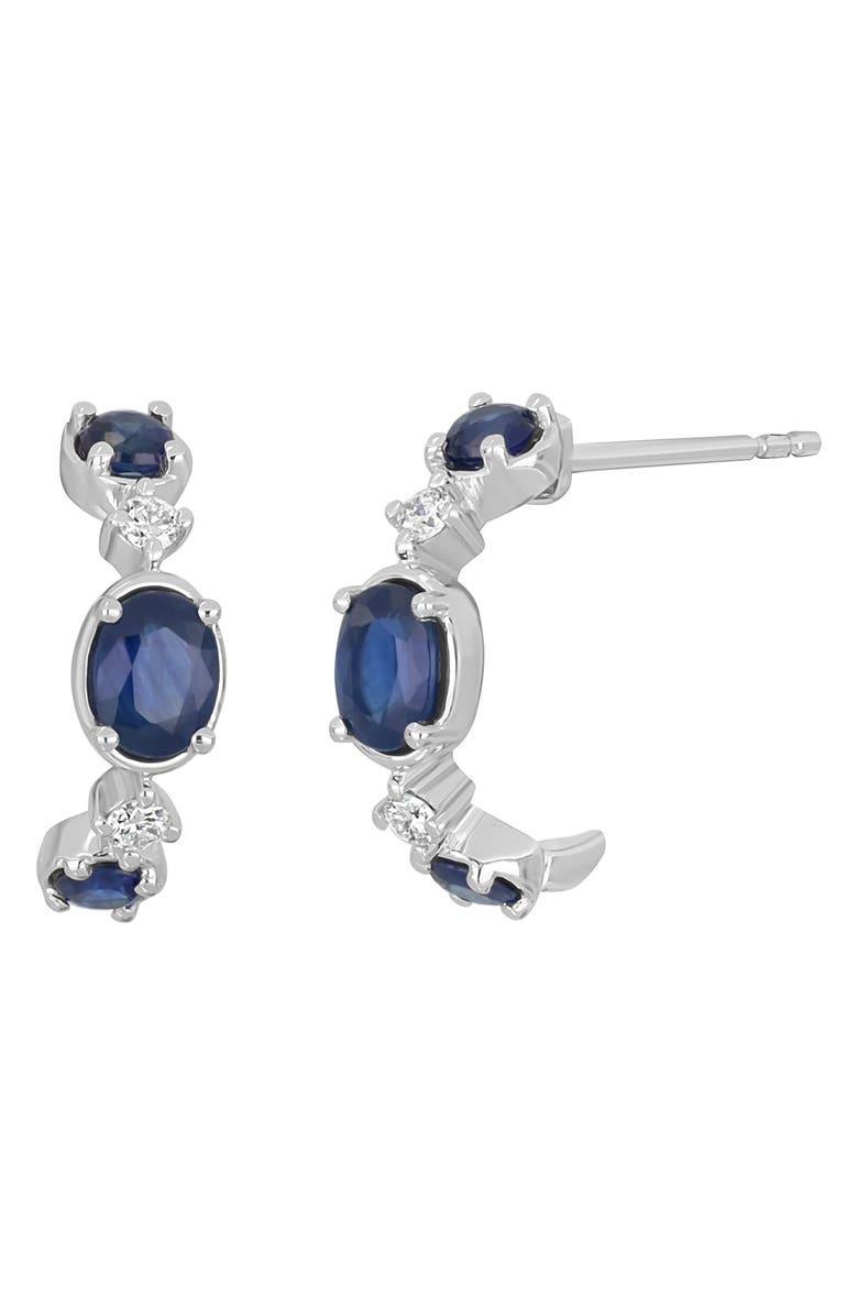 Bony Levy El Mar Sapphire & Diamond Hoop Earrings - 0.07ct., Main, color, 18K White Gold