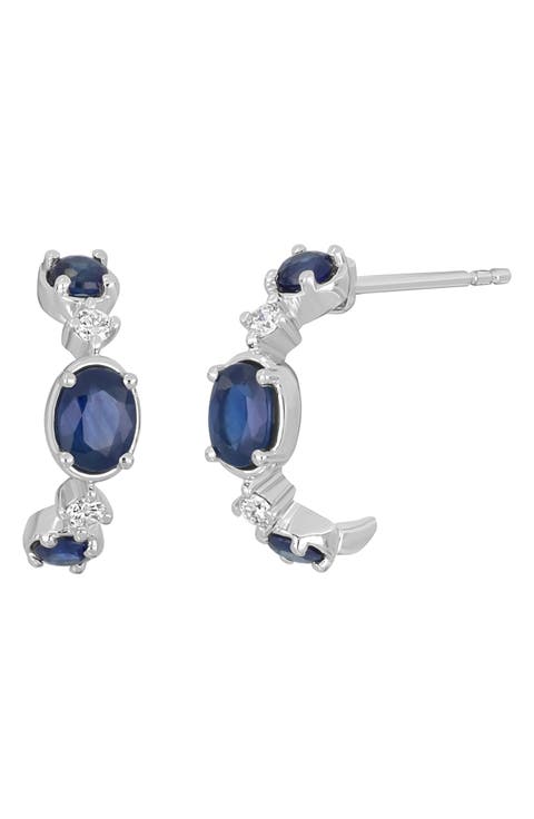 El Mar Sapphire & Diamond Hoop Earrings - 0.07ct.