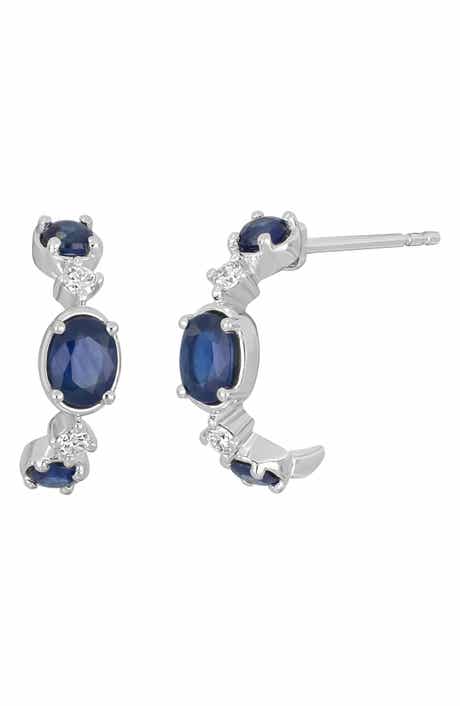 Bony Levy El Mar Sapphire & Diamond Hoop Earrings - 0.07ct.