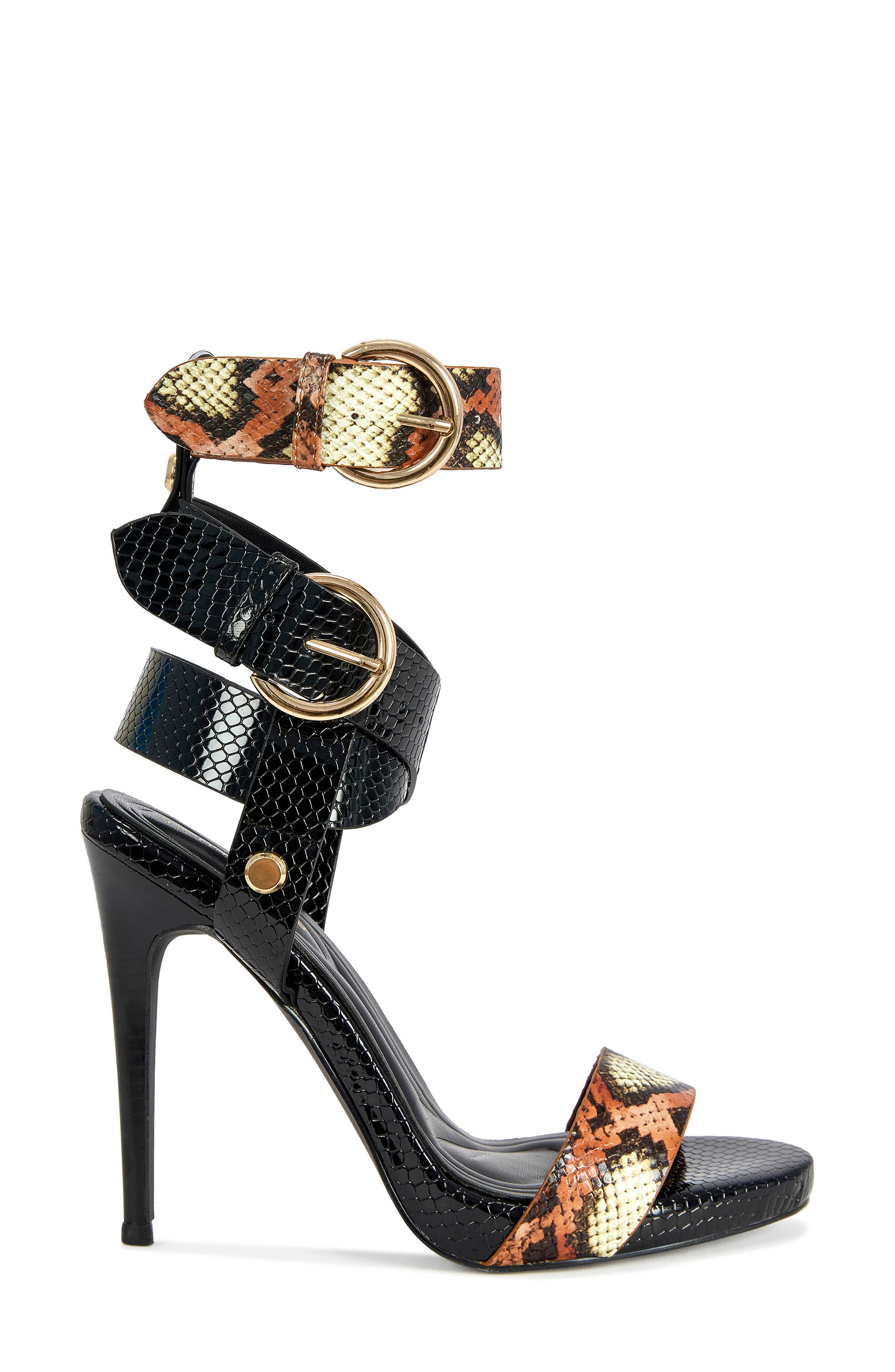 Kandinsky Faux Leather Sandal, Alternate, color, BLACK