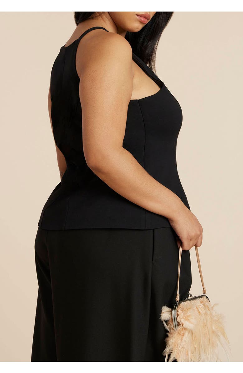 ELOQUII Bow Detail Halter Top, Alternate, color, Black Onyx