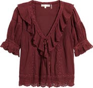 LoveShackFancy Romilly Ruffle & Lace Top