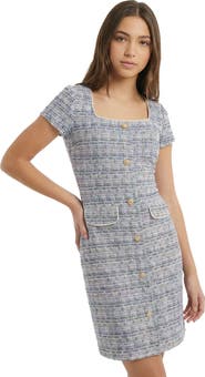 Un Deux Trois Short Sleeve Stretch Boucle Dress