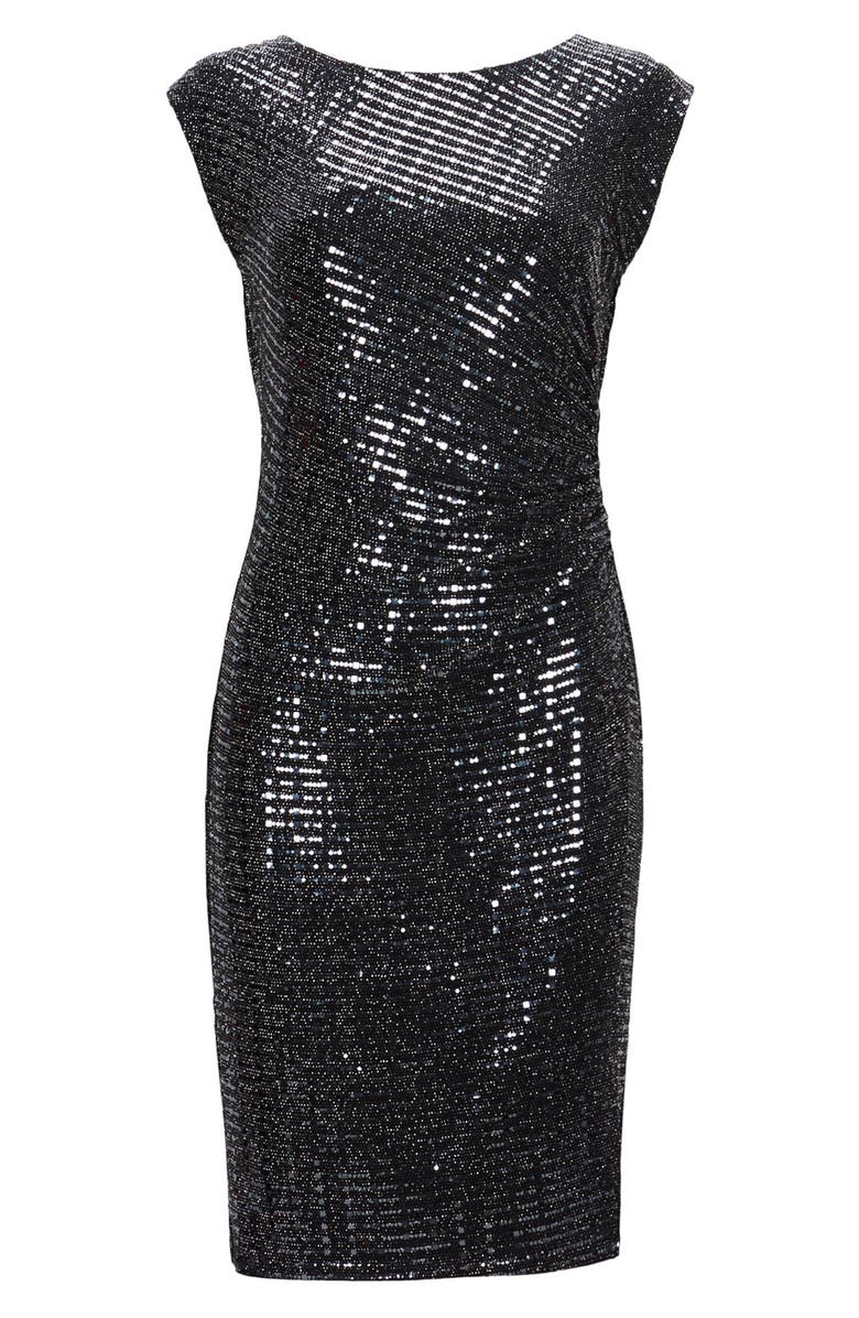 Wallis Sequin Side Ruched Dress, Alternate, color, 