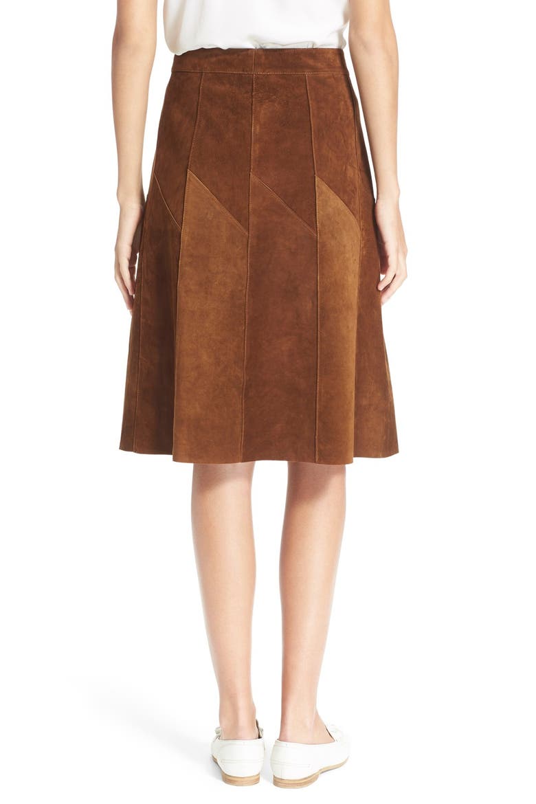 'Adrienne' Suede Skirt, Alternate, color, TOBACCO