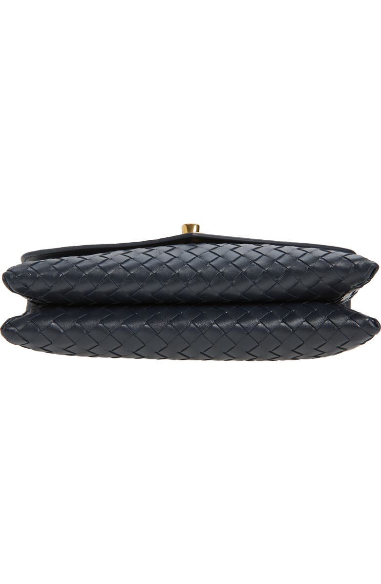 Bottega Veneta Knot Lock Intrecciato Leather Shoulder Bag, Alternate, color, 4338 Midnight-Muse Brass