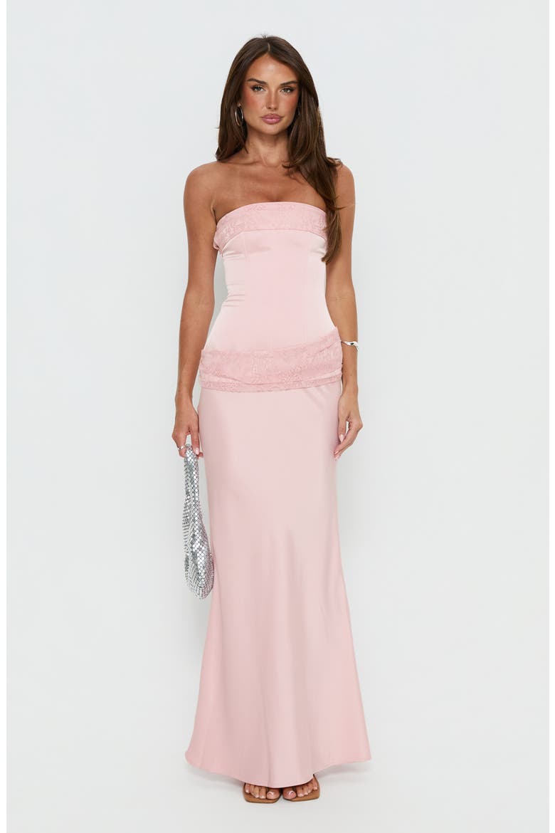 Sura Strapless Lace Detail Maxi Dress, Alternate, color, PINK