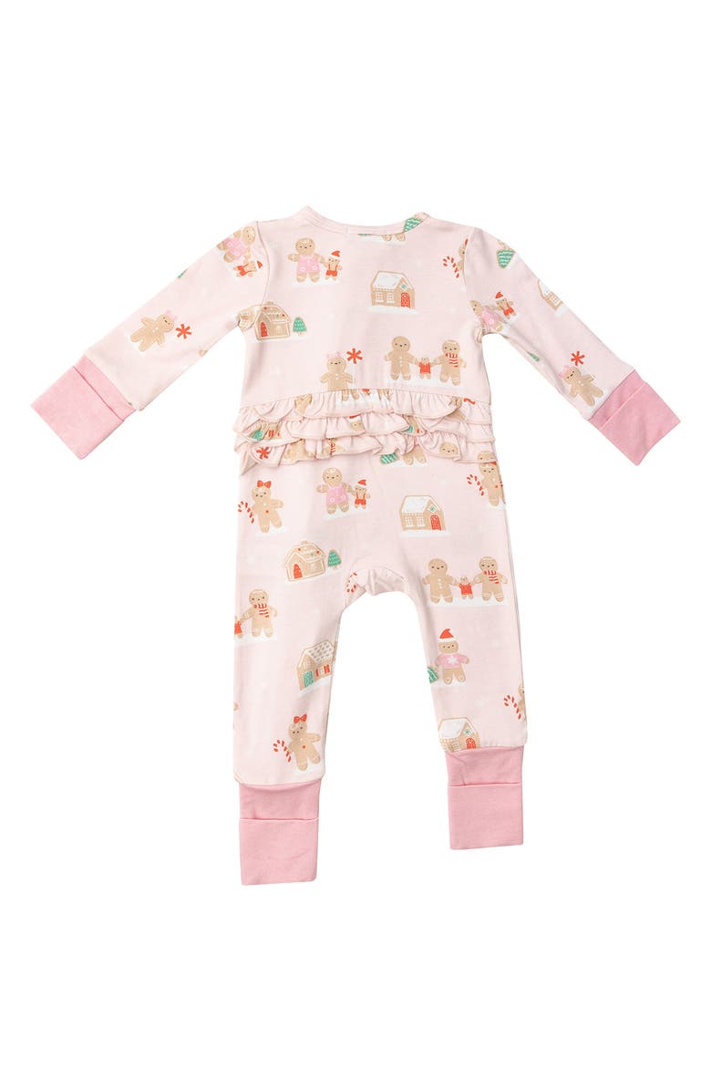 Angel Dear Pink Gingerbread Fitted Ruffle One-Piece Pajamas, Alternate, color,
