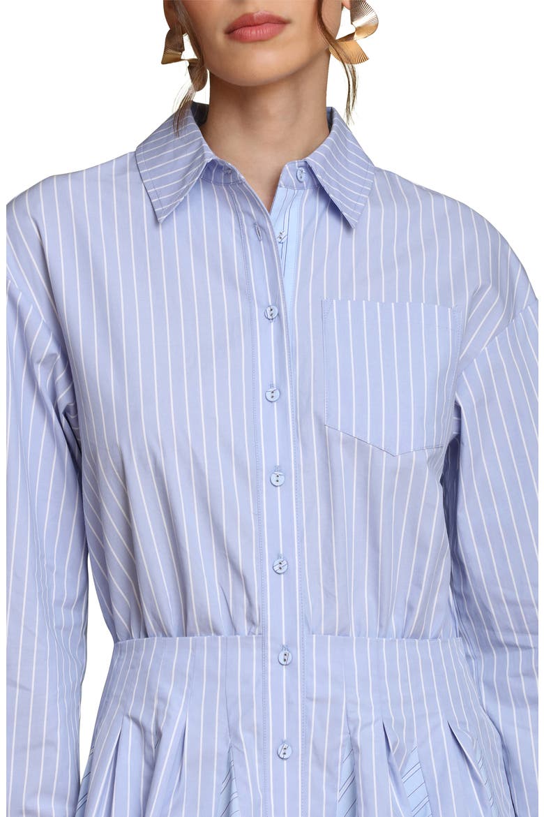 Stripe Long Sleeve Cotton Button-Up Minidress, Alternate, color, BLUE STRIPE MULTI