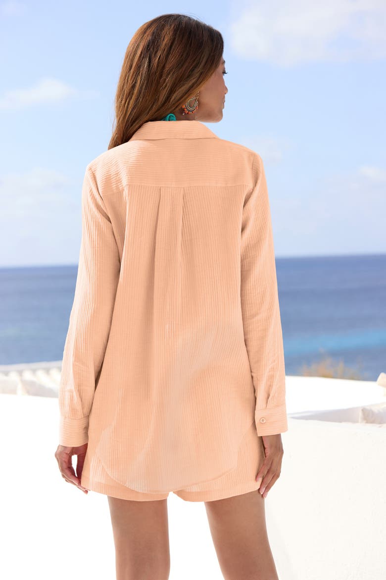 Oversized Button Down Blouse, Alternate, color, Apricot