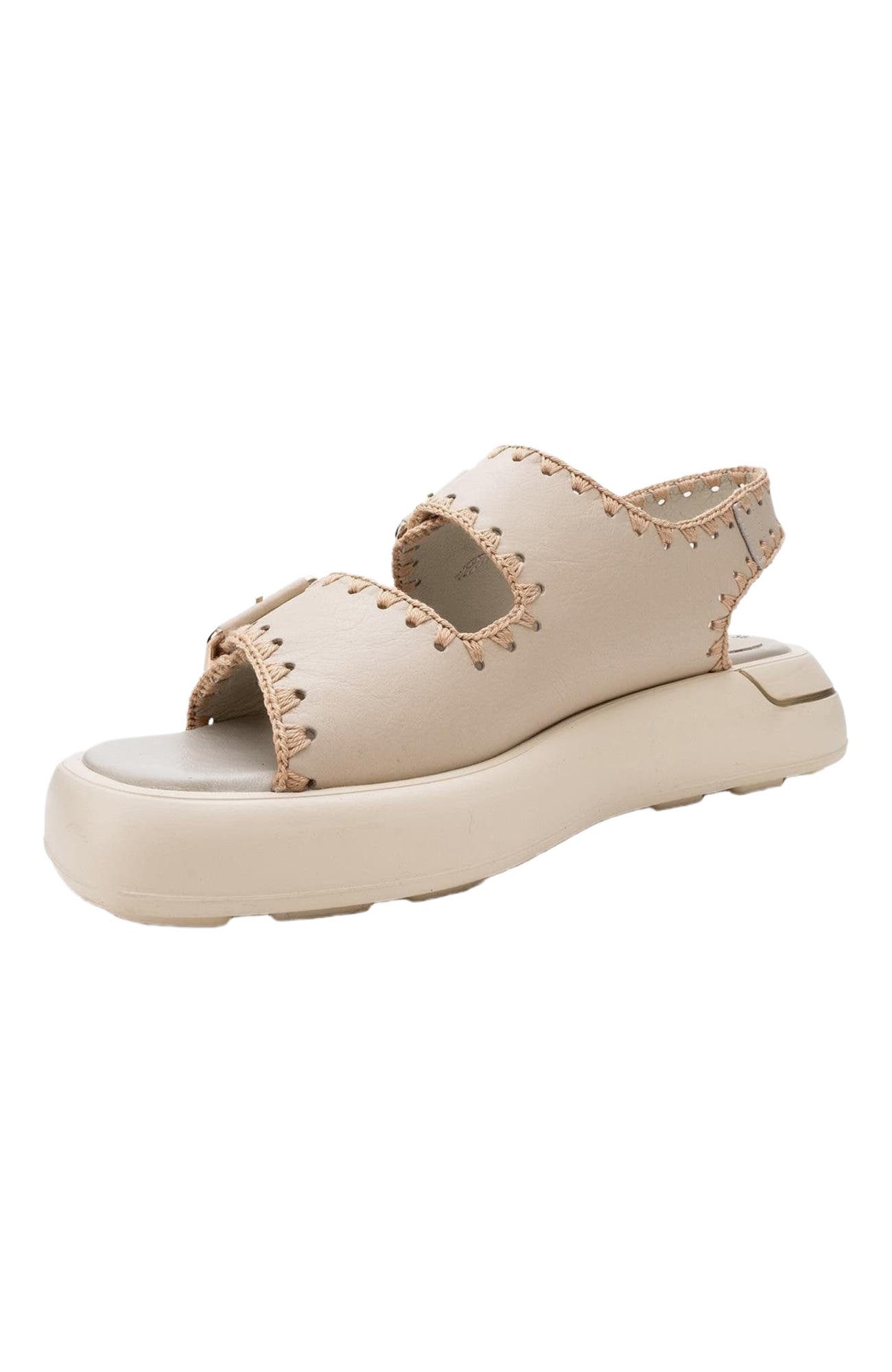 Douro Braided Rope Strap Leather Sandal, Alternate, color, Beige Leather