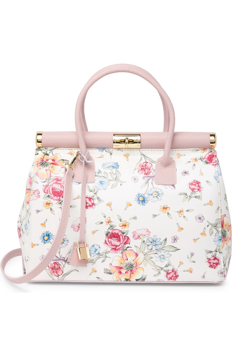 RENATA CORSI Floral Leather Shoulder Bag, Main, color,