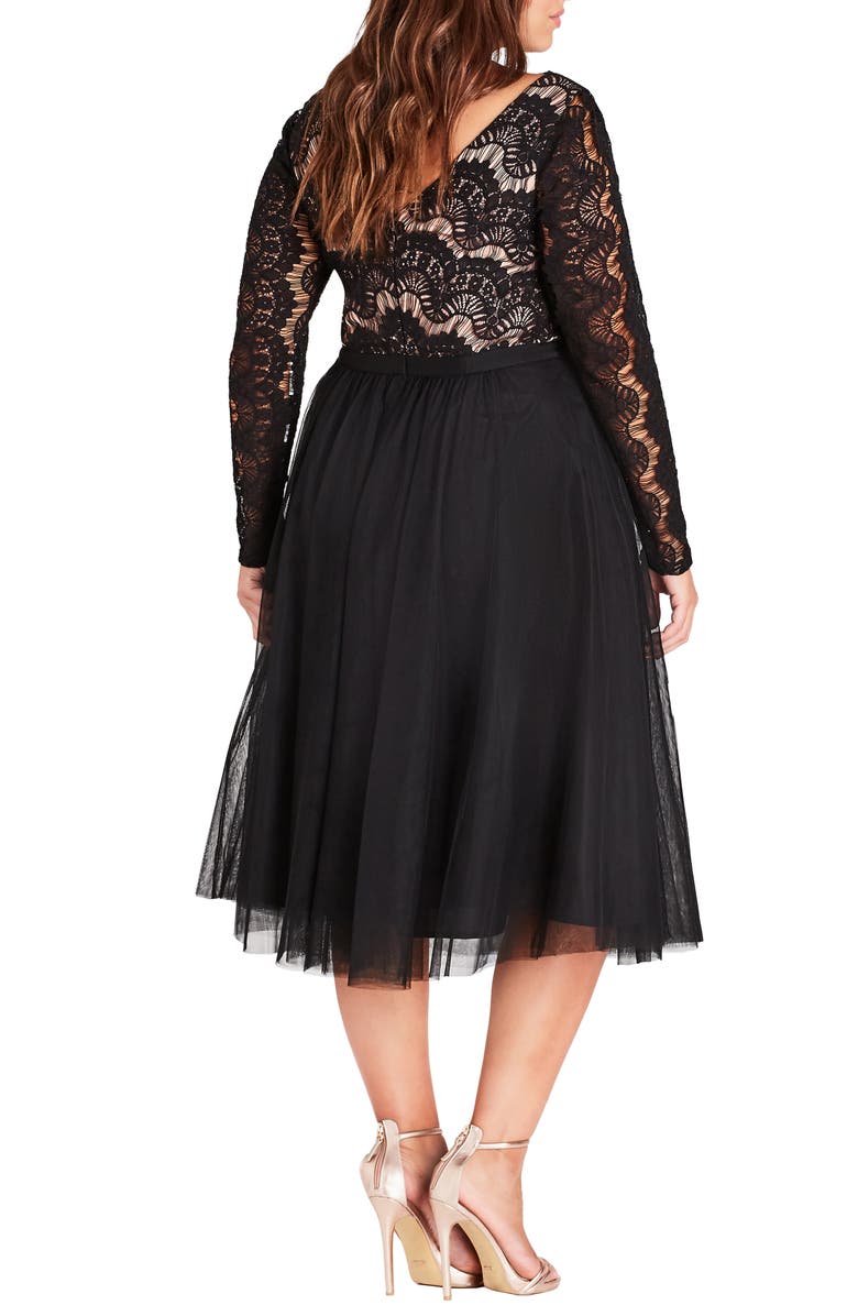 City Chic Rare Beauty Lace Fit & Flare Dress, Alternate, color, 