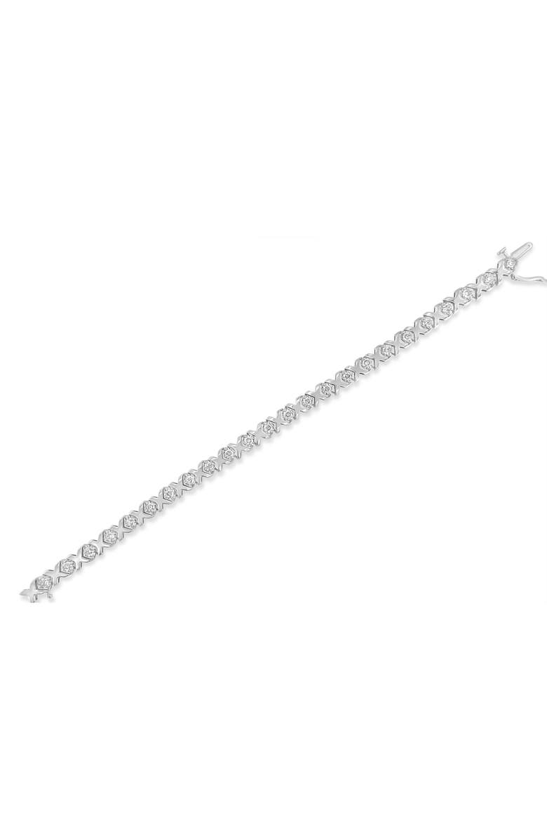 Haus of Brilliance 10k White Gold 2.00 Cttw Round-Cut Diamond "XO XO" Link Bracelet, Alternate, color, White