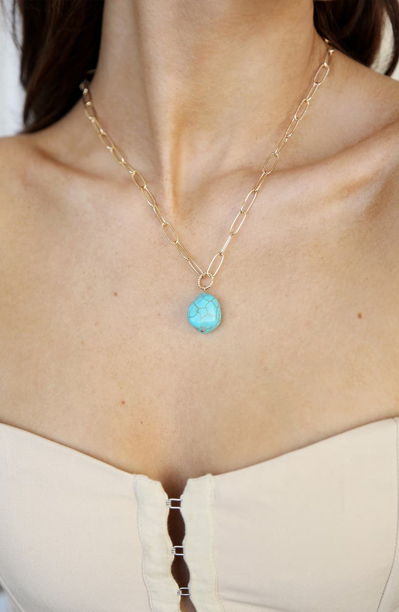 Ettika Turquoise Pendant Necklace, Alternate, color, Turquoise