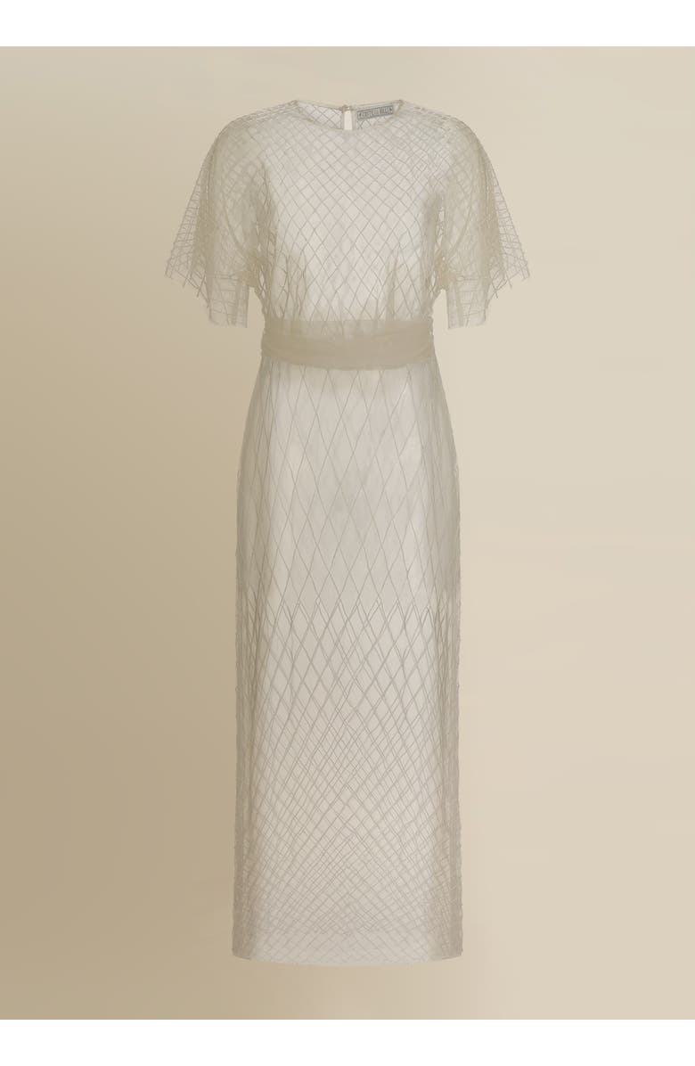 Contessa Mills Wraith Ornately Beaded Sheer Tulle Dress, Alternate, color, White