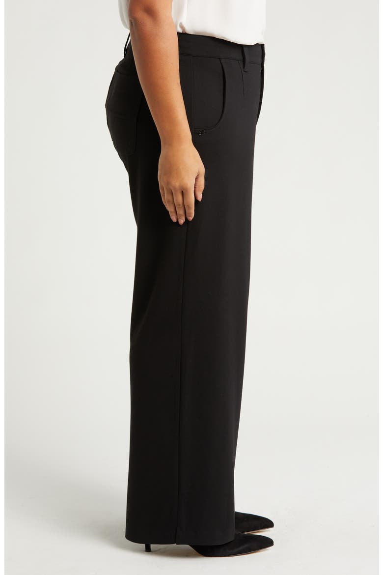 Skyrise Flat Front Wide Leg Pants, Alternate, color, BLACK