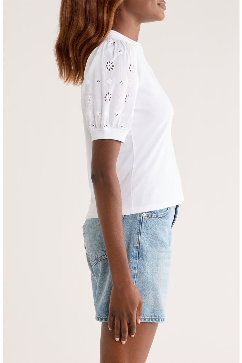 The Eyelet Sleeve Top, Alternate, color, WHITE