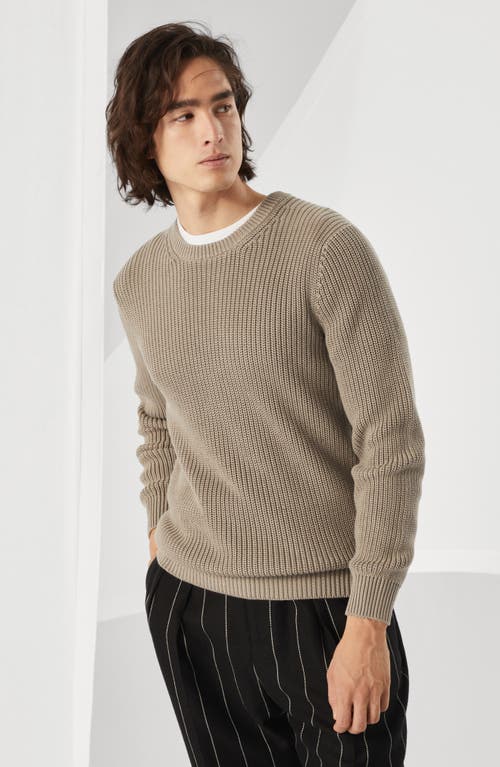 Brunello Cucinelli Half English Rib Knit Sweater In Khaki