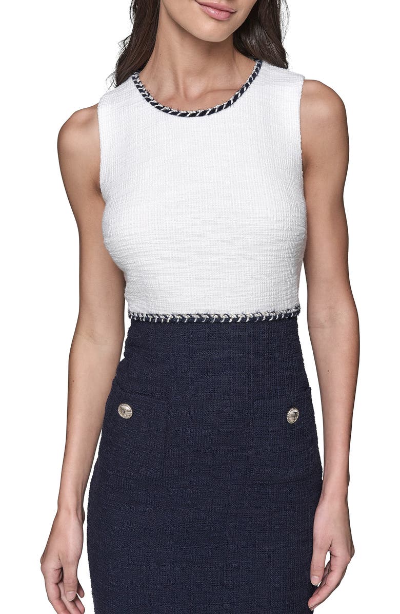 KARL LAGERFELD PARIS Colorblock Tweed Dress, Alternate, color,