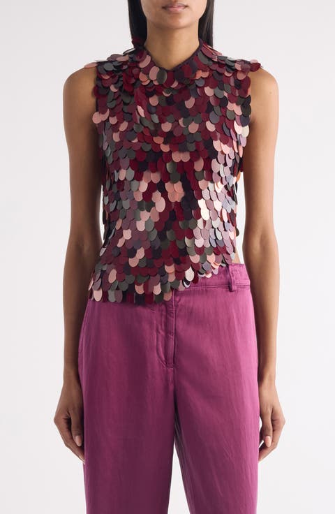 Carmasa Check Crystal Embellished Top