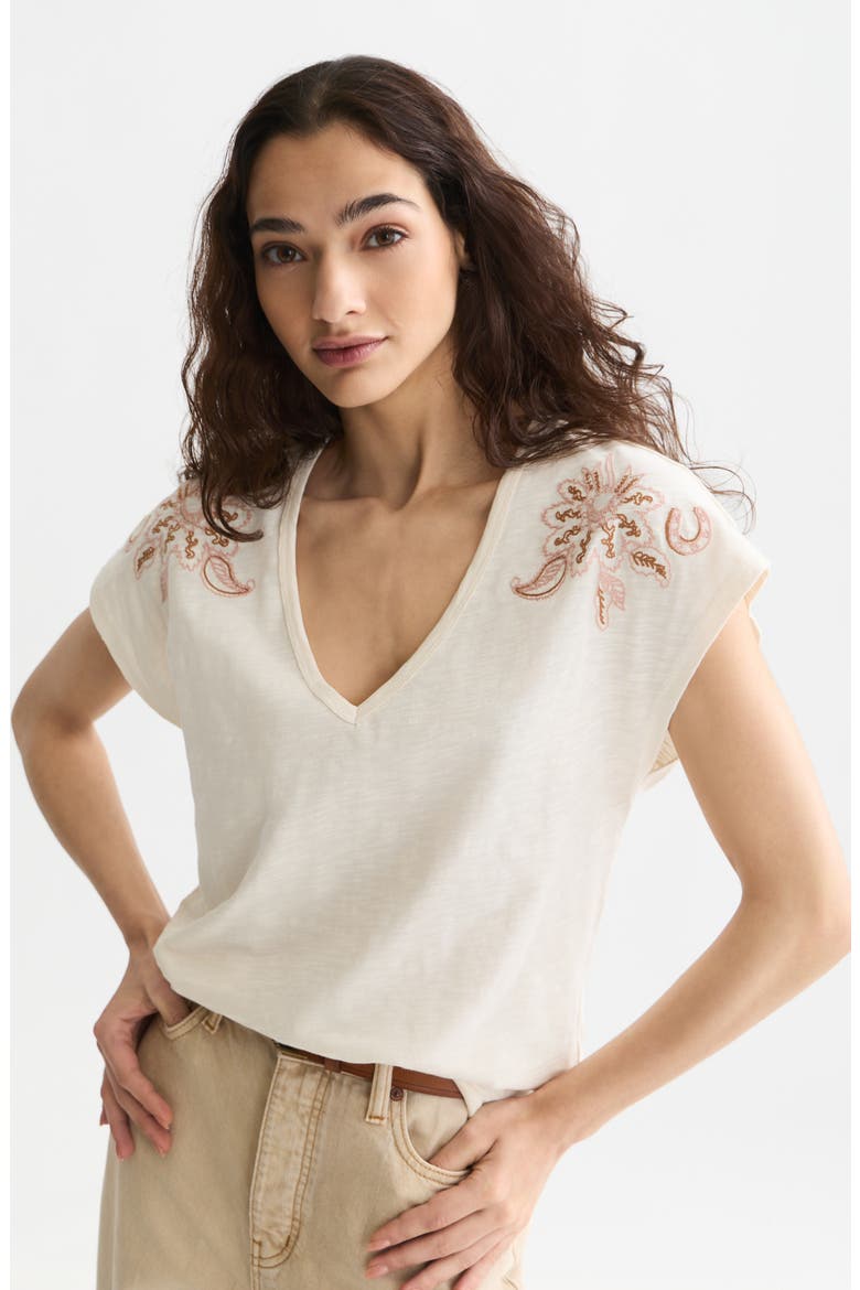 Embroidered Cotton Graphic T-Shirt, Alternate, color, EGGNOG