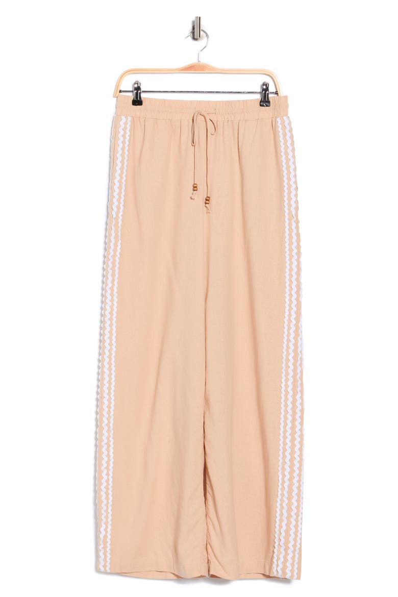 Rickrack Stripe Wide Leg Pants, Alternate, color, LINEN