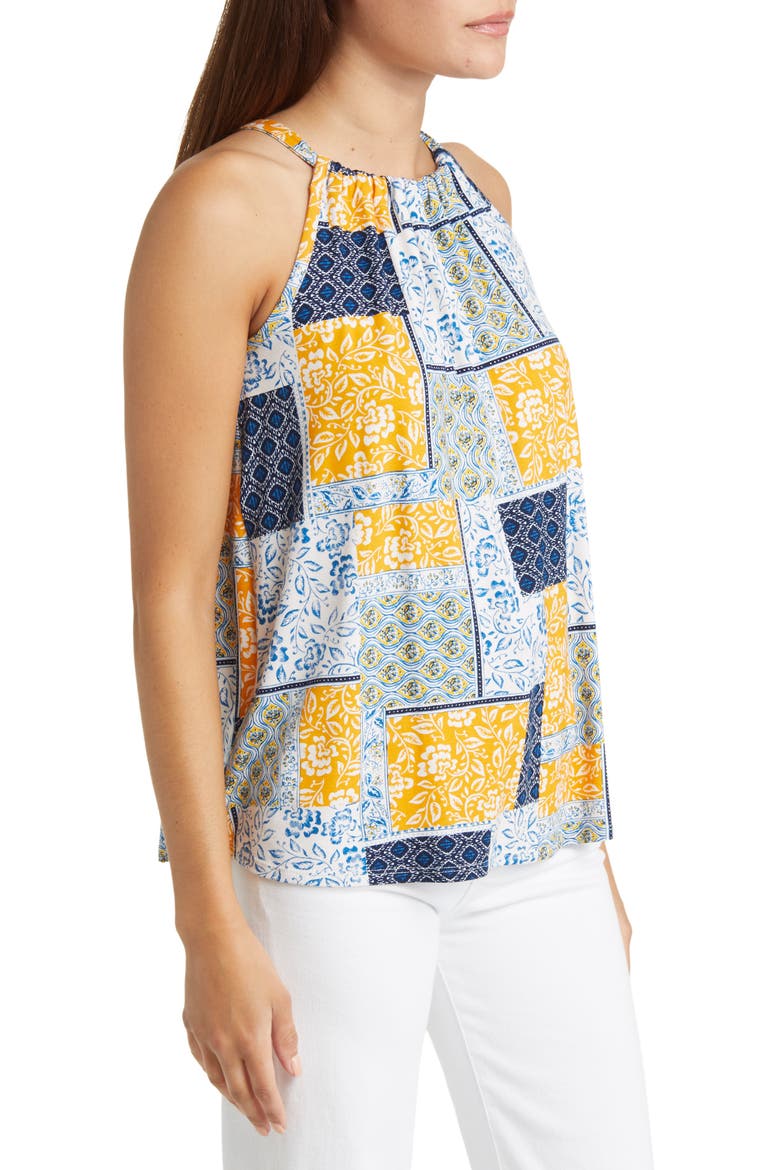 Print Tank, Alternate, color, NAVY/ SUNFLOWER