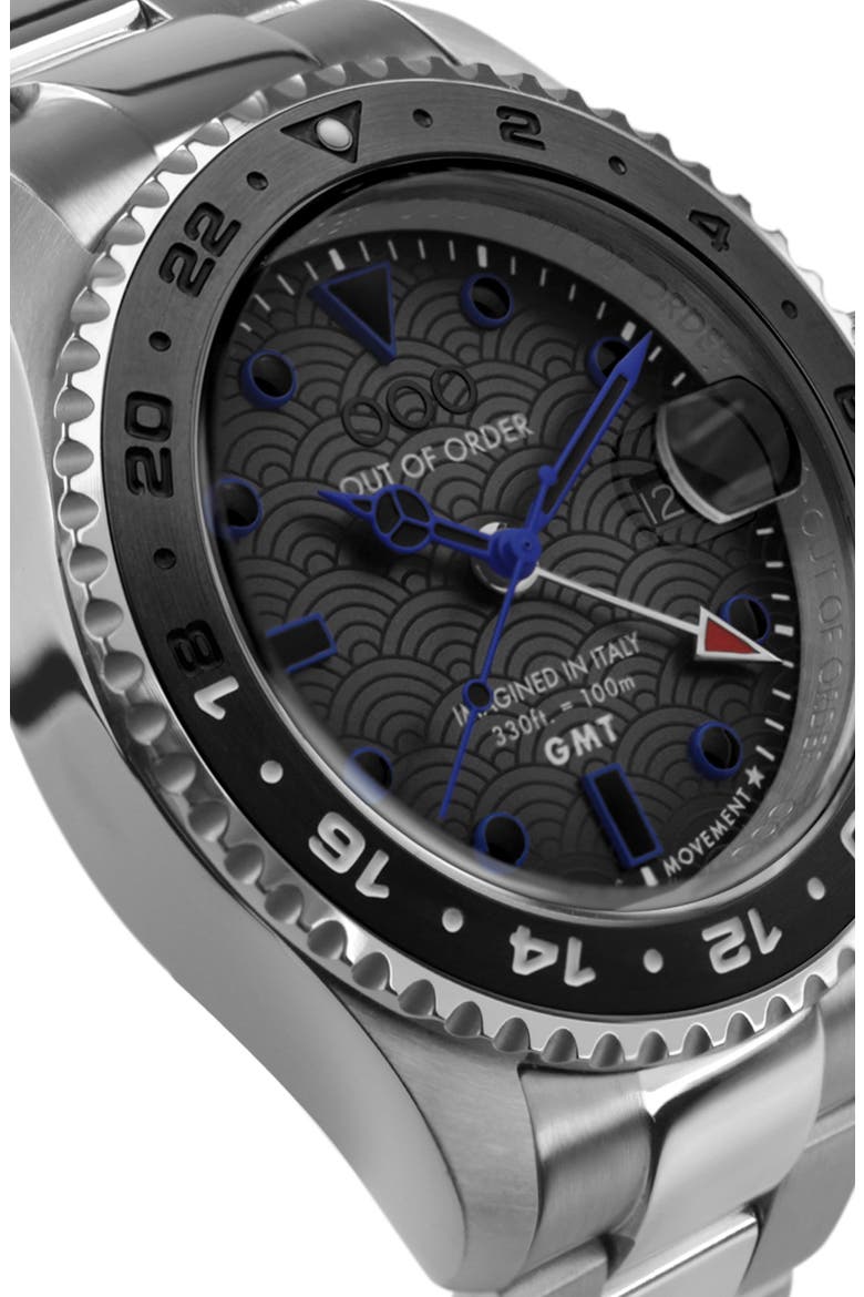 GMT Tokyo Shibuya Bracelet Watch, 44mm, Alternate, color, BLACK