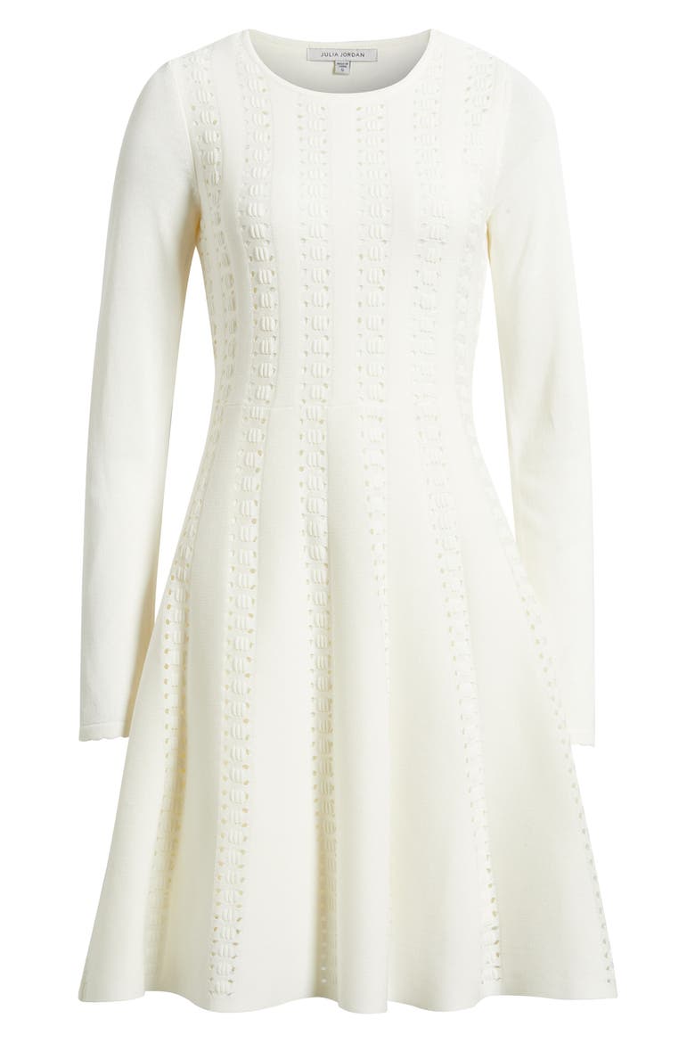 Open Stitch Long Sleeve Sweater Dress, Alternate, color, IVORY