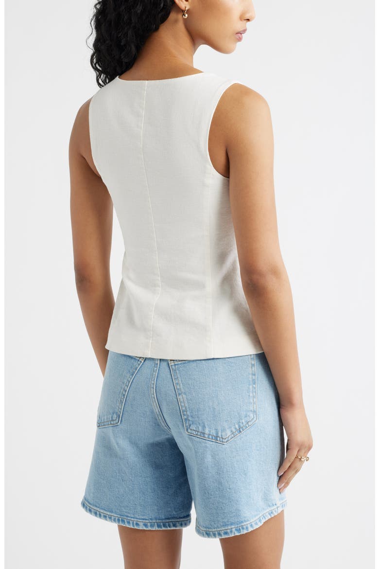 Sweetheart Neck Linen Blend Top, Alternate, color, WHITE