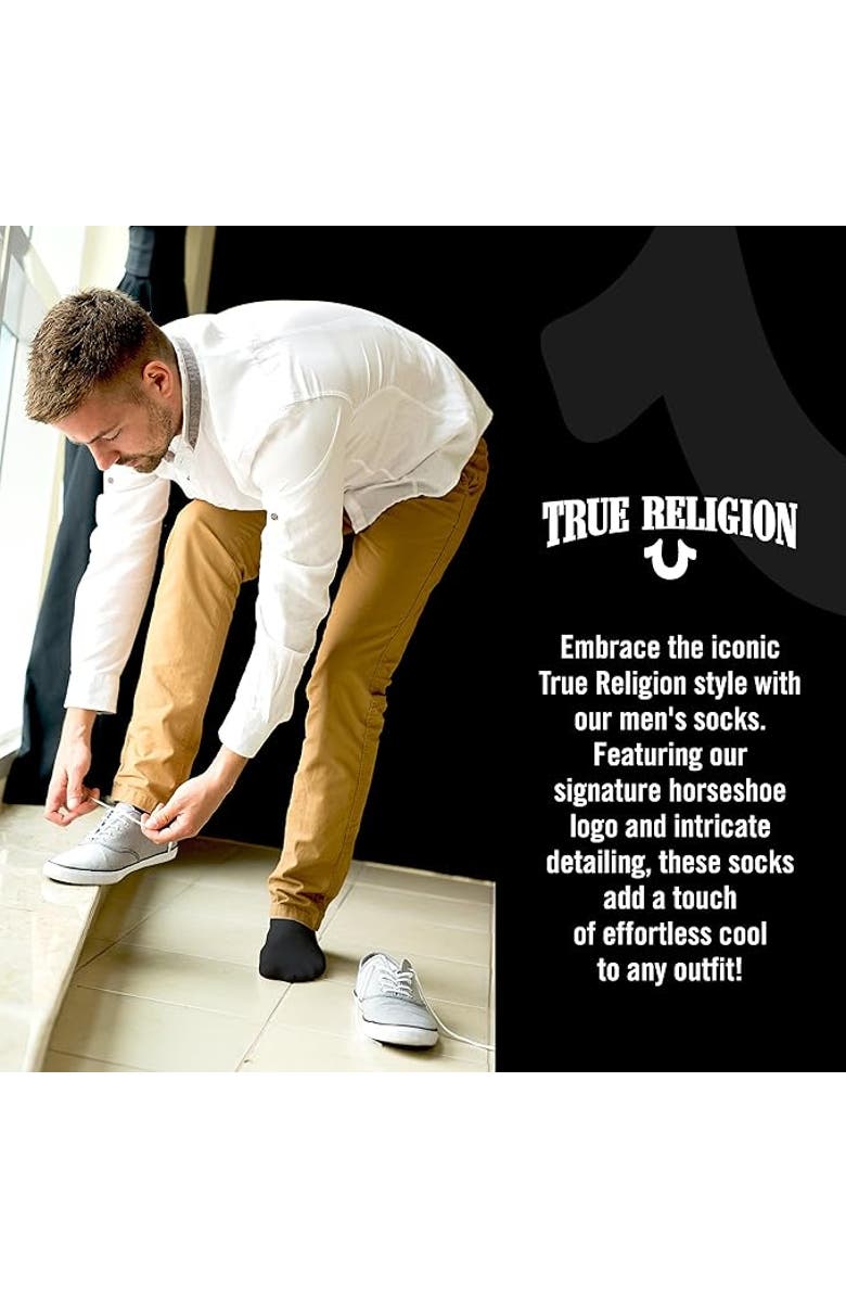 True Religion 8 Pairs Premium Athletic Crew Socks, Alternate, color, Black
