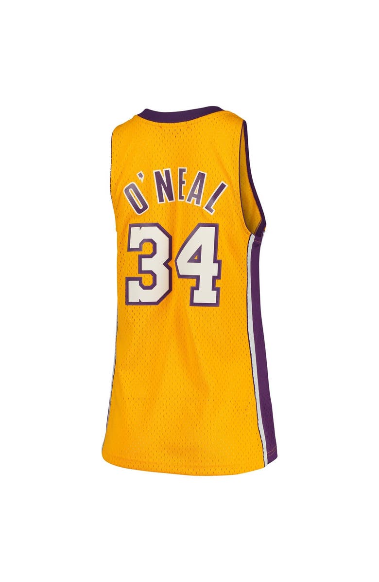Mitchell & Ness Women's Mitchell & Ness Shaquille O'Neal Gold Los Angeles Lakers 1999/00 Hardwood Classics Swingman Jersey, Alternate, color, Gold