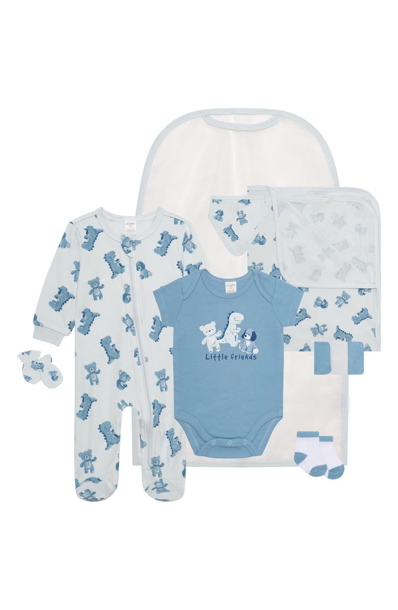 PL Baby by Petit Lem 10-Piece Layette Gift Set, Main, color, Light Blue Friends