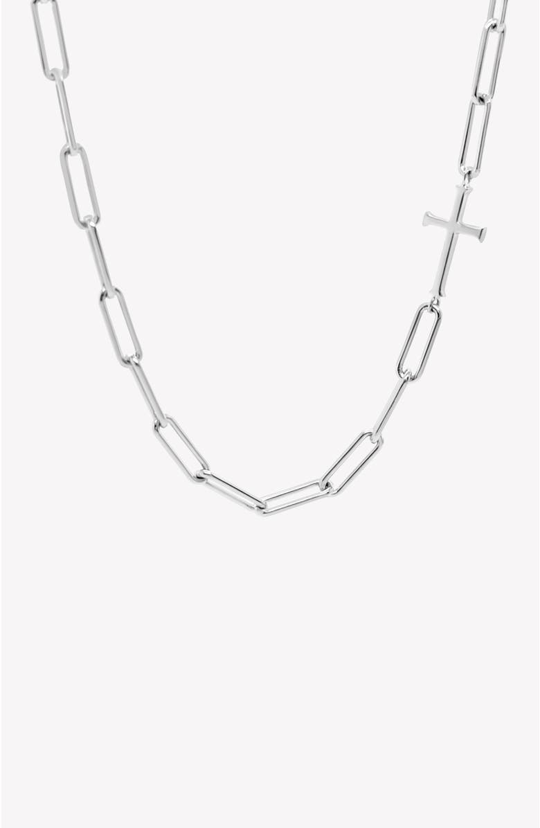 Rizen Jewelry Chain Breaker Cross Necklace, Main, color, Sterling Silver