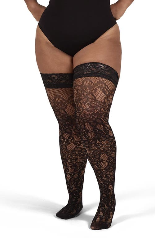 Memoi Swirl Net Thing High Tights In Black