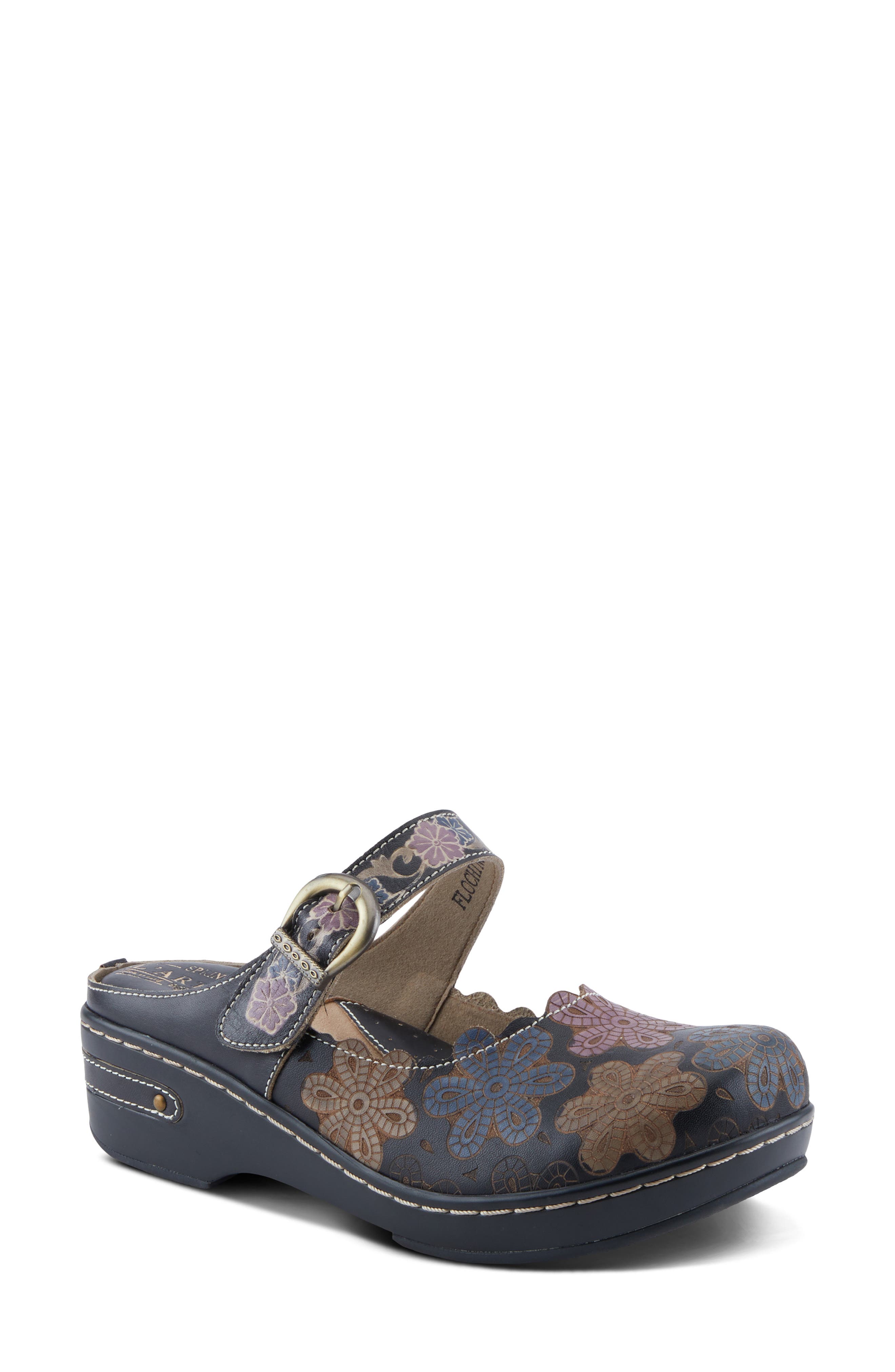 L'Artiste by Spring Step Flochino Platform Mule, Main, color, Black Multi