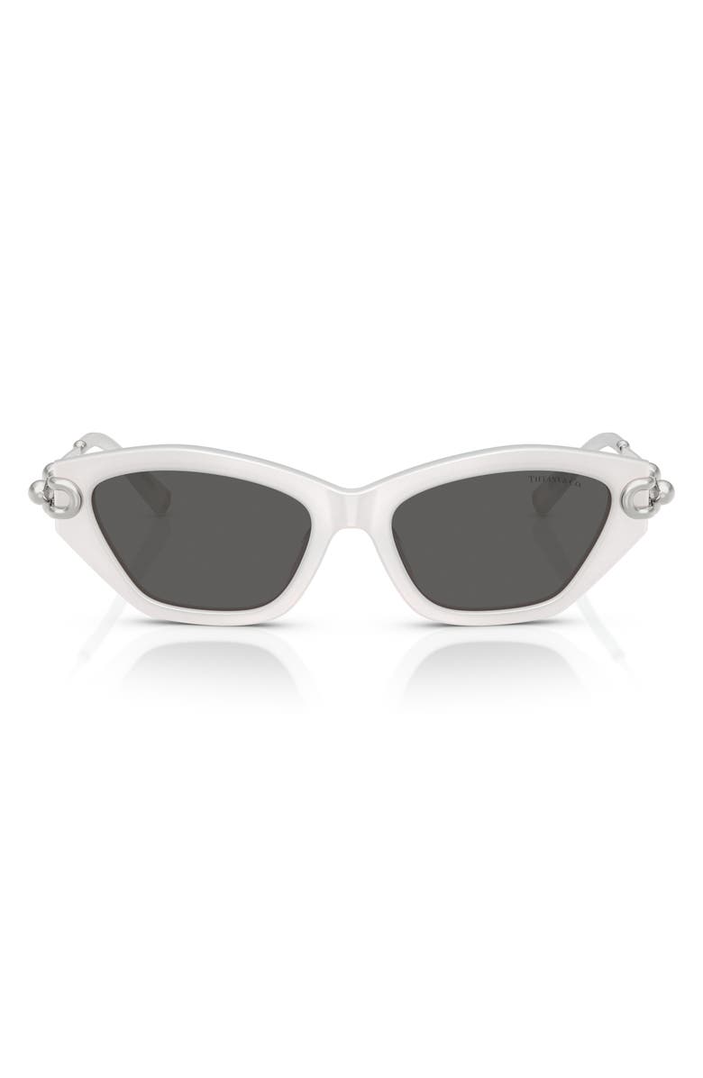 Tiffany & Co. 53mm Cat Eye Sunglasses, Main, color, Frosted Star White / Dark Grey