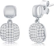 SIMONA Pavé Cubic Zirconia Cushion Drop Earrings